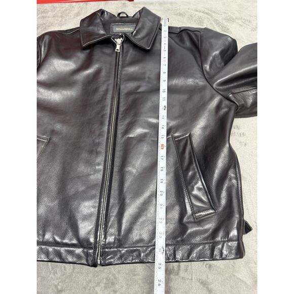 Banana Republic Black Leather Jacket Men’s Medium Classic Zip-Up Moto Style - Picture 11 of 12